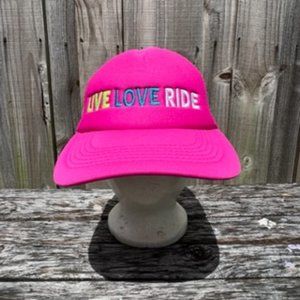 Live Love Ride Woman's Embroidered Fuchsia Snap Back Cap Hat